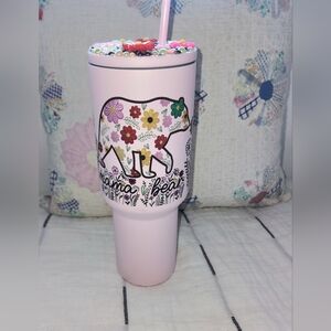 Floral Mama Bear Tumbler with Straw